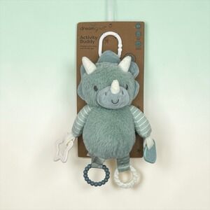 Dreamgro Green Dino Dinosaur Activity Buddy Lovey Plush Rattle Crinkle Teether